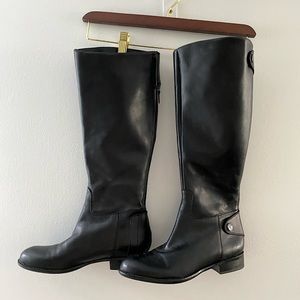 Women’s black leather riding boots
